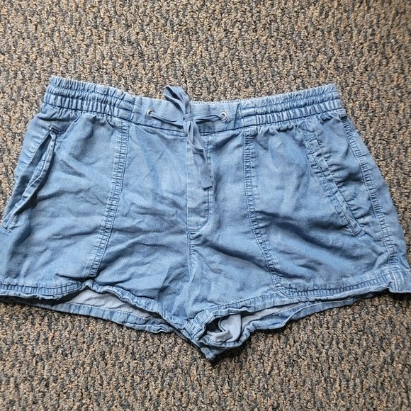 Gap Drawstring Lightweight Denim Shorts Size Medium Stretch Waistband - Picture 1 of 9